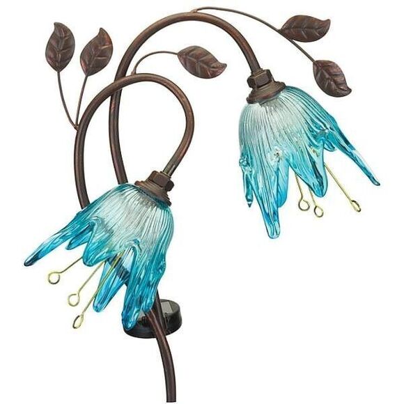 Regal Art & Gift 42" Solar Light Double Flower Stake - Blue #12513